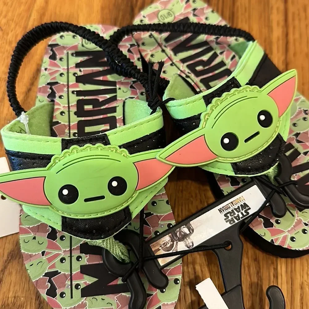 Star Wars Mandalorian Yoda Sandals Flip Flop Boys Shoes Various Sizes NWT